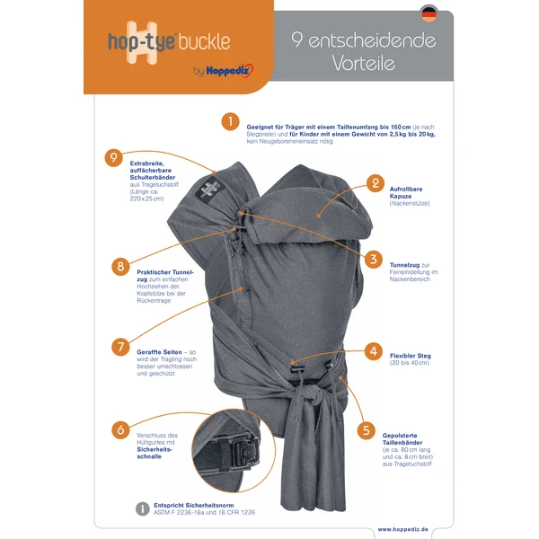 Hoppediz Draagzak Hop-Tye Buckle Kaapstad 4 Hoppediz Draagzak Hop-Tye Buckle Kaapstad - Afbeelding 4