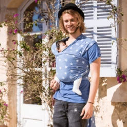 HOPPEDIZ Maxi Elastische Draagdoek Blauw-Melange Met Chalkprint 7 HOPPEDIZ Maxi Elastische Draagdoek Blauw-Melange Met Chalkprint -Winkel Voor Kinderwagens En Accessoires hoppediz maxi elastische draagdoek blauw melange met chalkprint a154958 2