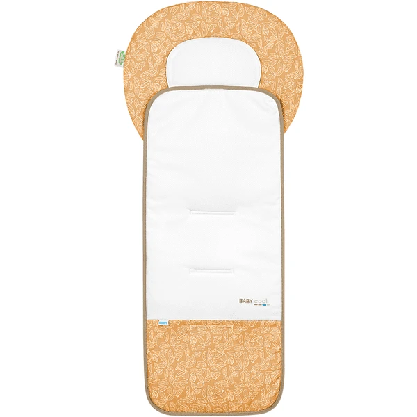 Odenwälder Kinderwagenmatje Babycool White Leaves Mosterd 1 Odenwälder Kinderwagenmatje Babycool White Leaves Mosterd